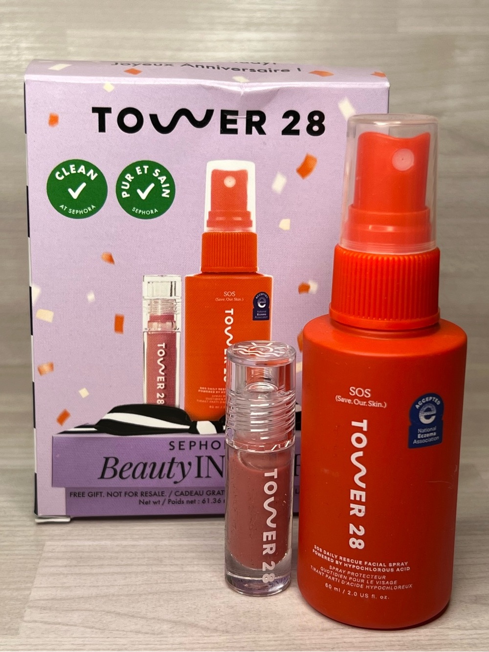 Sephora Beauty Insider Tower 28 SOS Facial Spray & Sheer Lip Gloss